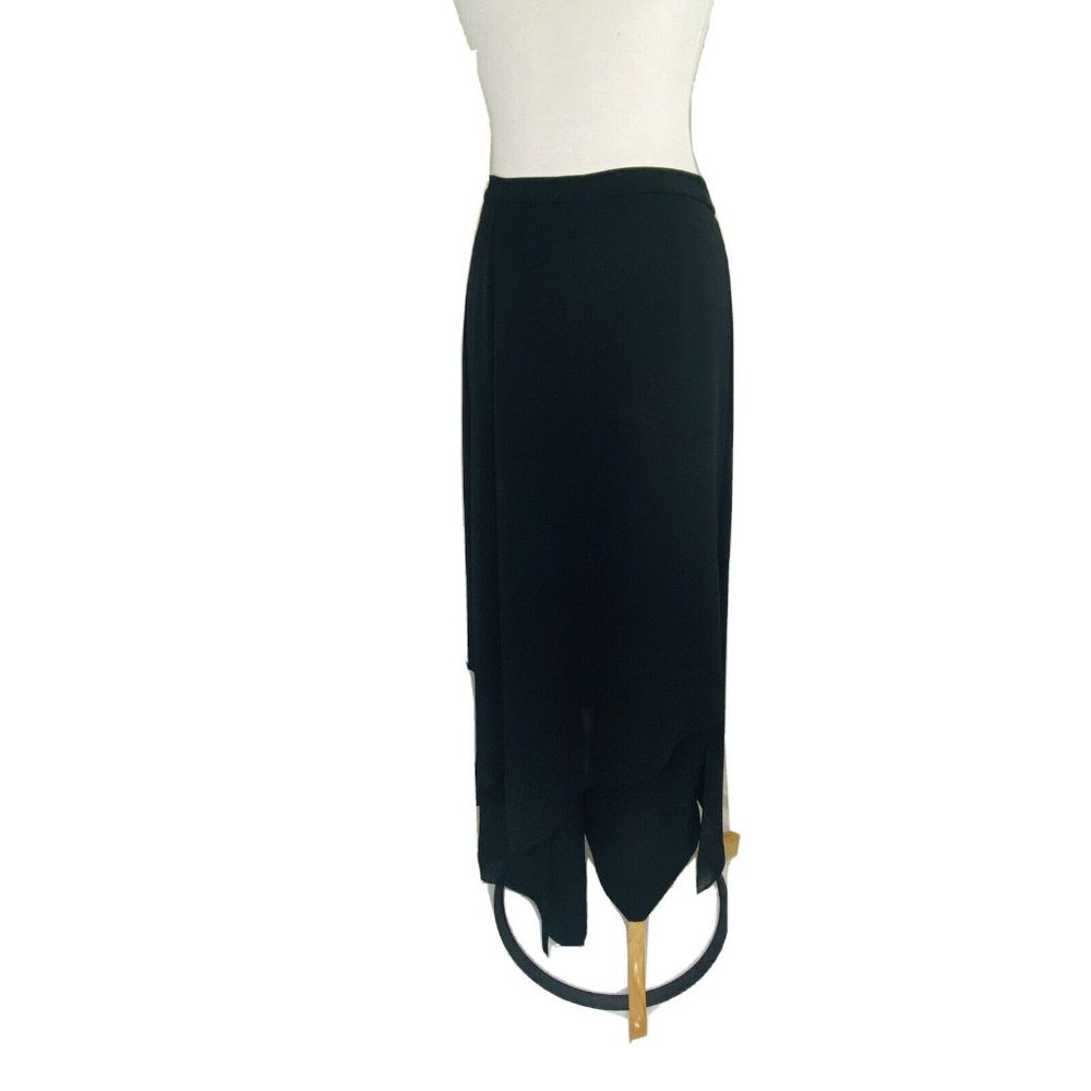Adrianna Papell Womens Layered Pants Black Size 8 Dress Crepe Wide Stretch $149 - Picture 2 of 12